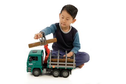 MAN Timber Truck with Loading Crane and 3 Trunks - Little Pickles Toy Store