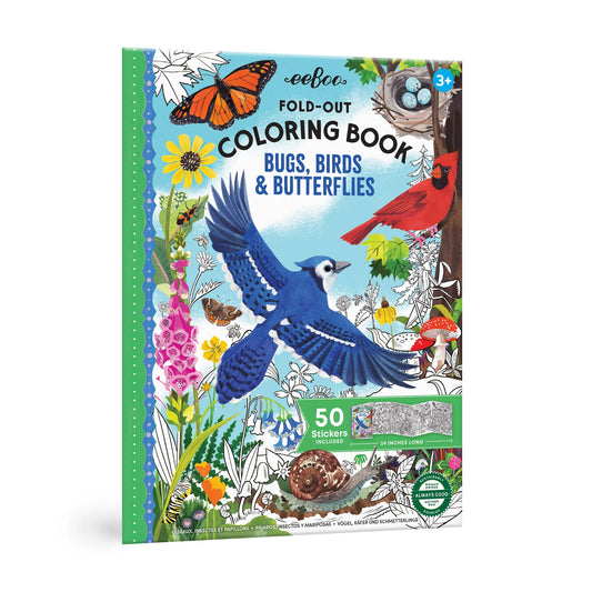 Bugs, Birds & Butterflies Fold-Out Coloring Book