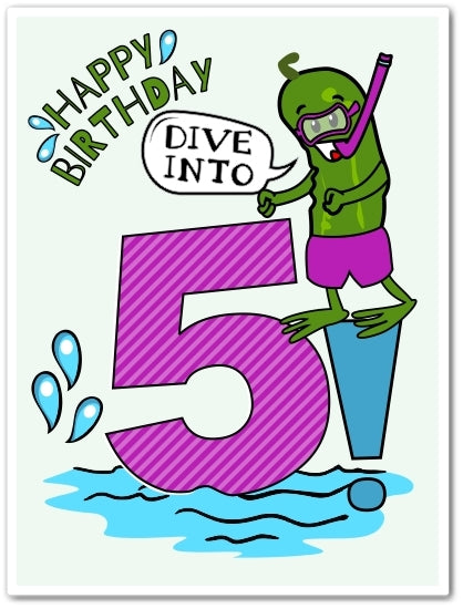 Dive into 5 Birthday Card - Diver Pickle