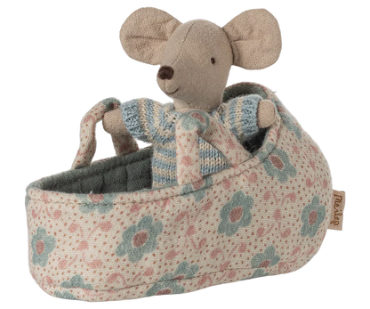 Baby Mouse in Carry Cot, Blue