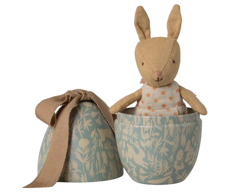 Easter Egg with Micro Rabbit - Small - Dusty Blue