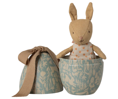 Easter Egg with Micro Rabbit - Small - Dusty Blue