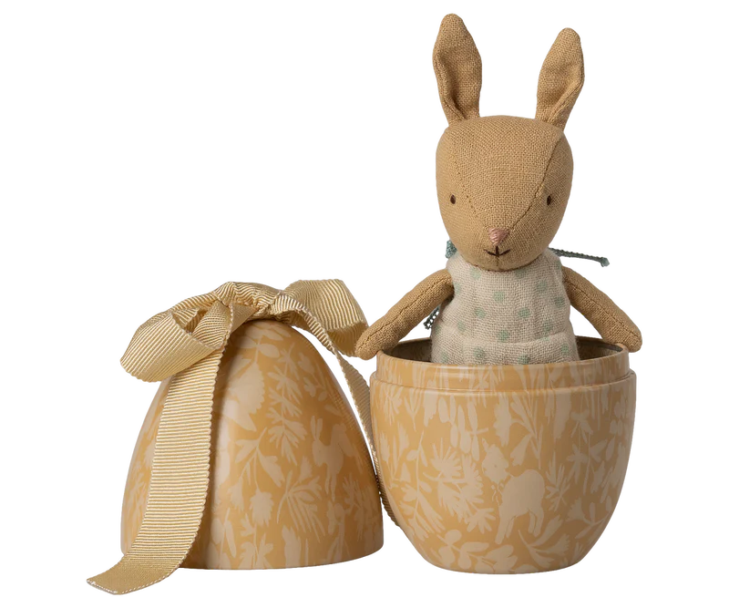 Easter Egg with Micro Rabbit - Small - Cream Yellow