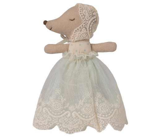 Maileg Baby Mouse in Gown - Mint #17-6000-01