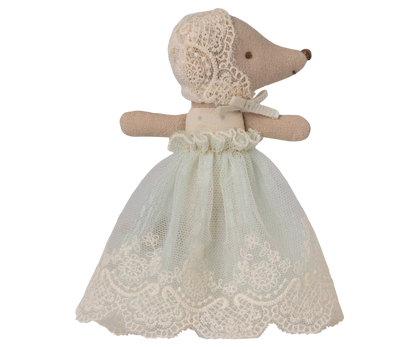 Maileg Baby Mouse in Gown - Mint #17-6000-01