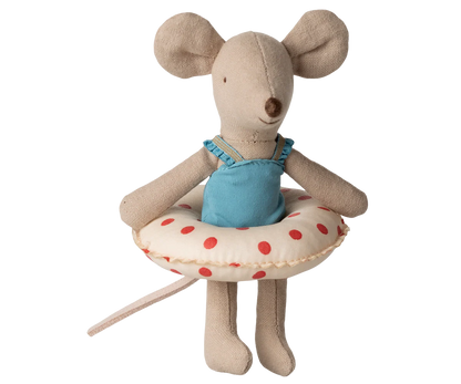 Maileg Beach Mouse w. Float, Little Sister - Red Dots