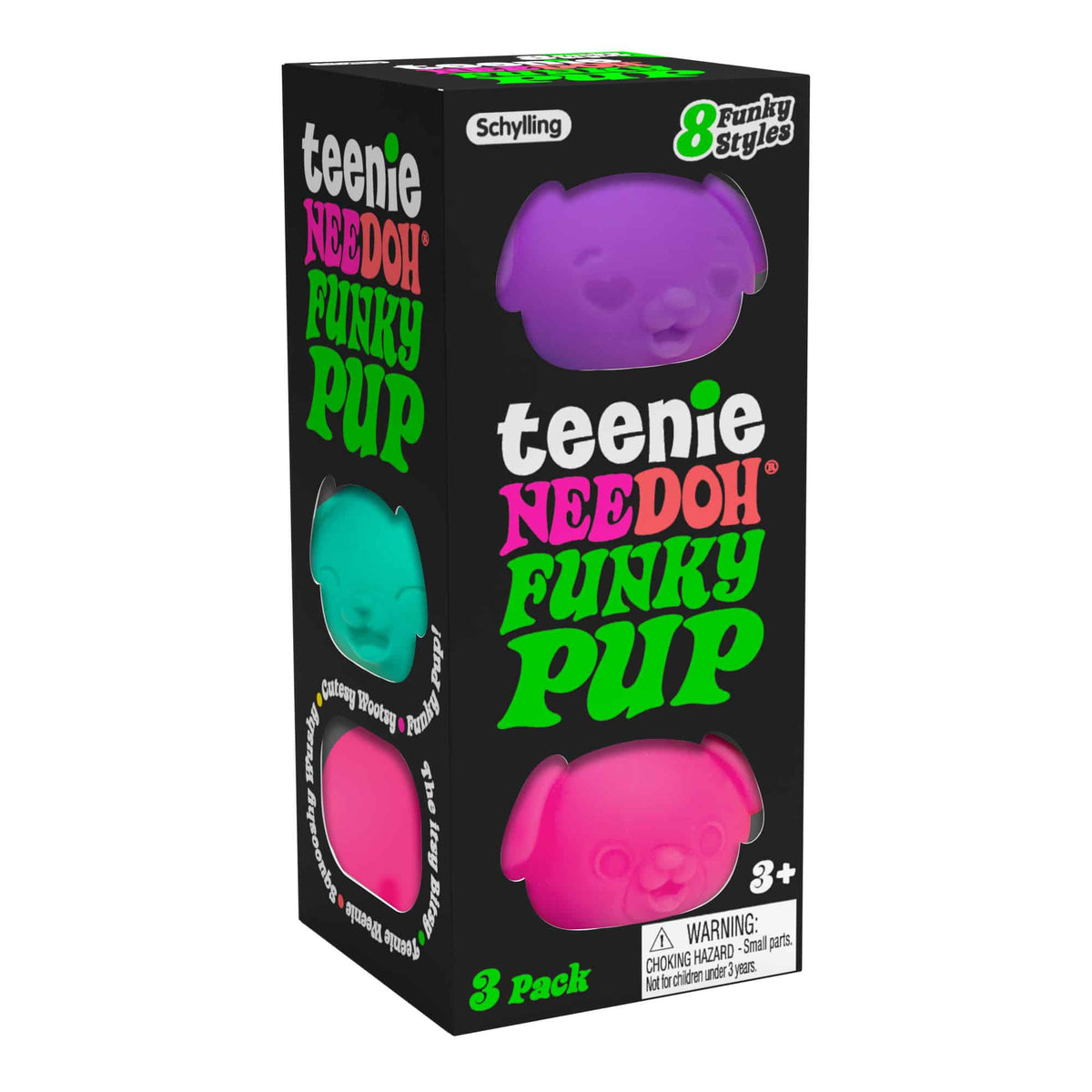 Schylling Official NeeDoh Teenie Funky Pup 3-Pack - No Returns or Refunds
