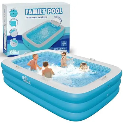 GRIP A POOL -  Inflatable 90" x 60" Family Pool with Grip Handles