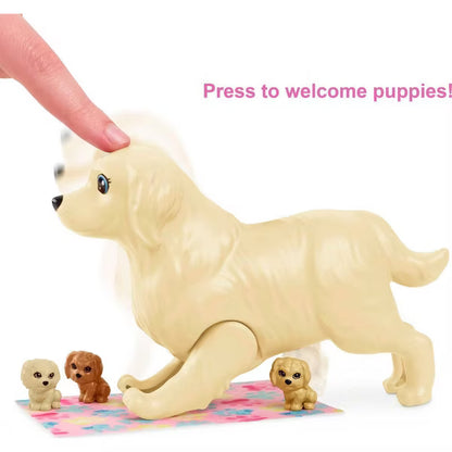 Barbie Doll & Pets Playset - Newborn Pups (Dark Skin)