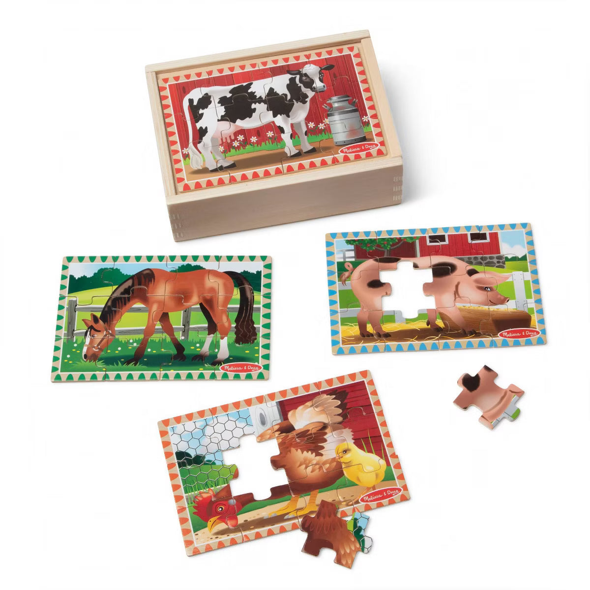 Farm Animals - 4 Puzzles in a Box