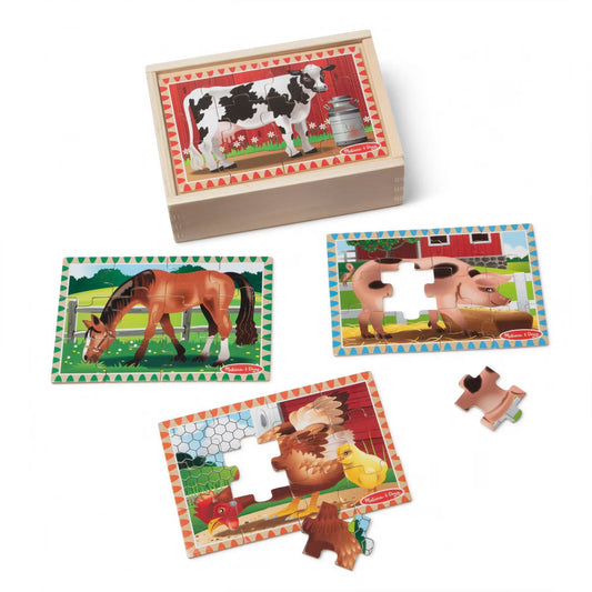 Farm Animals - 4 Puzzles in a Box