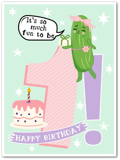 Little Pickles # 1 Birthday Card - Girl Pickle