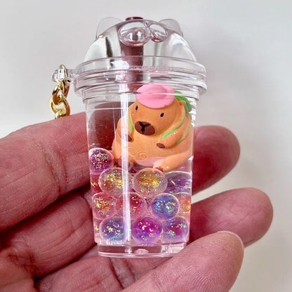 Capybara Boba Floaty Key Charm