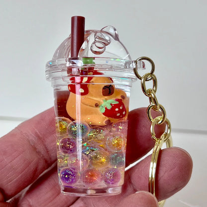 Capybara Boba Floaty Key Charm