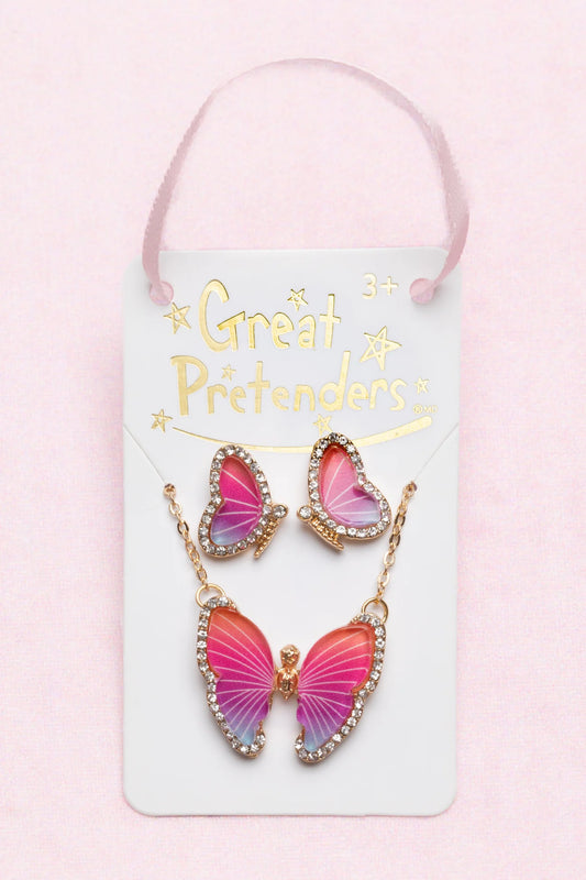 Boutique Butterfly Necklace & Studded Earring Set