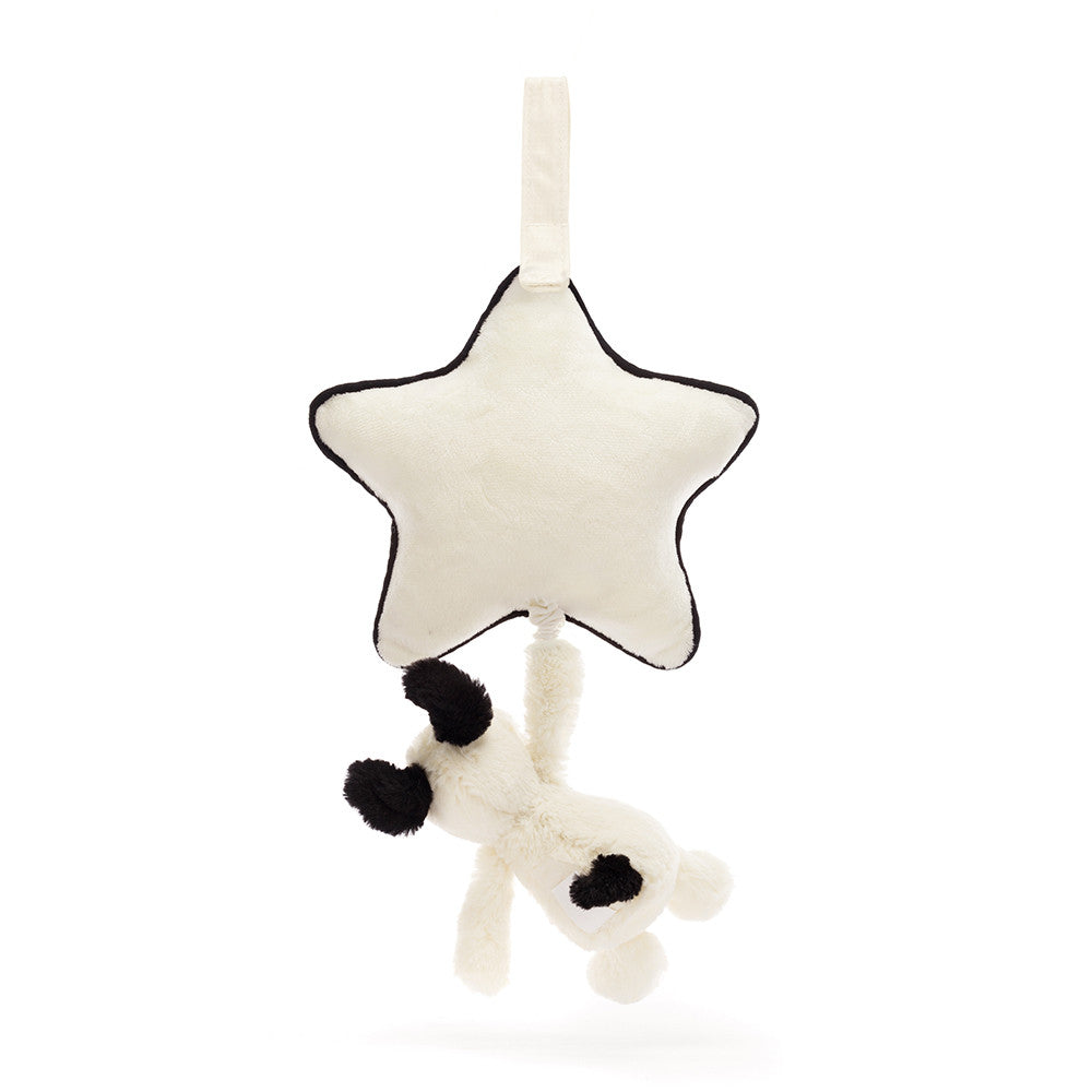 JellyCat Bashful Black & Cream Puppy Musical Pull