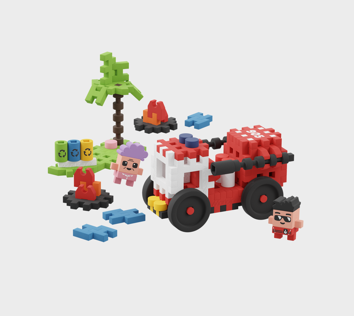 Marioinex Mini Waffle City Fire Truck