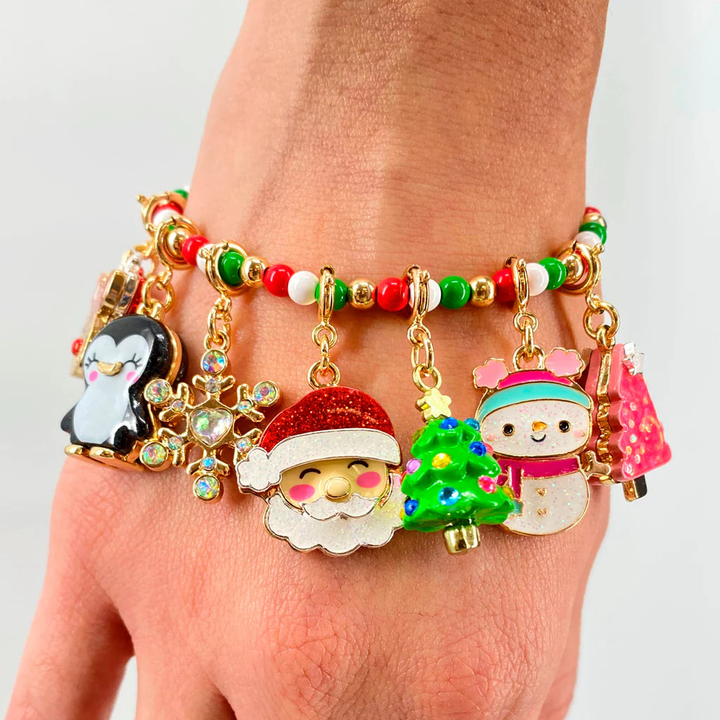 Gold Christmas Stretch Bead Bracelet