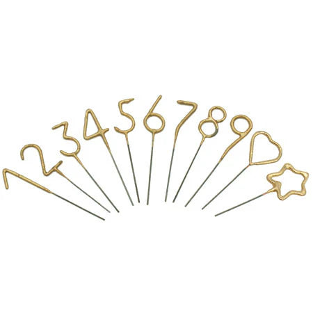 4" Gold Number Sparkler Wand Card