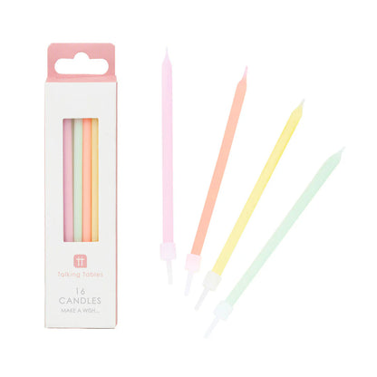 Rainbow Pastel Candles 16 pack