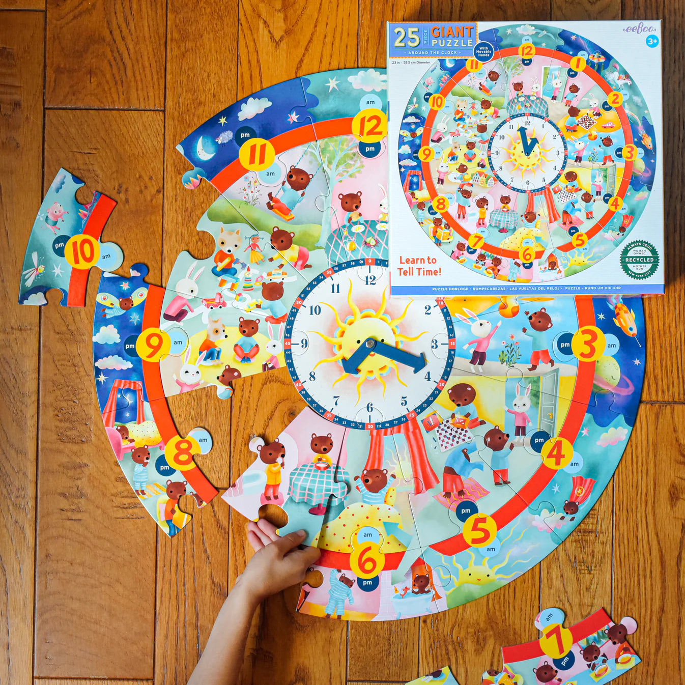 Around The Clock 25 Piece Giant Round Puzzle