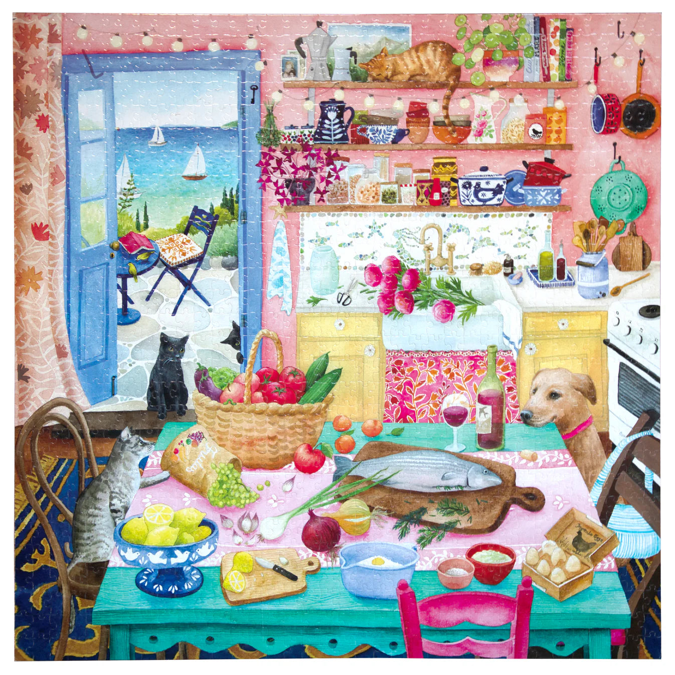 Pink Kitchen 1000 Piece Puzzle