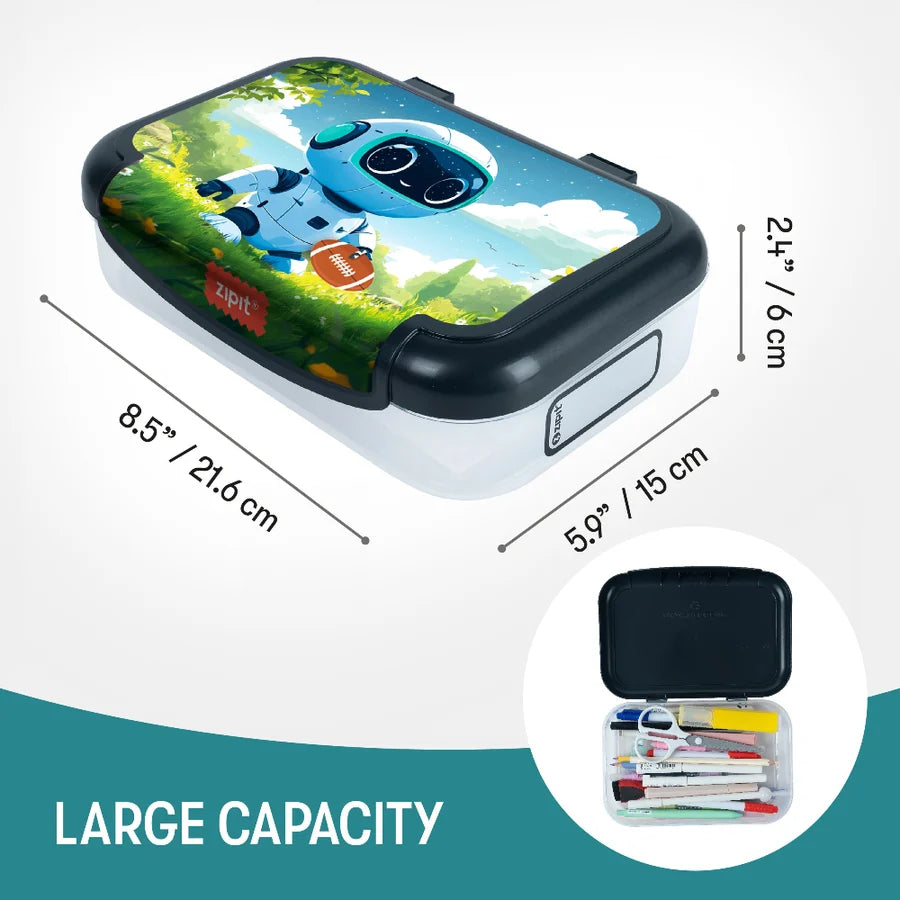 ZIPIT Recycled Plastic Pencil Box for Kids | Robot