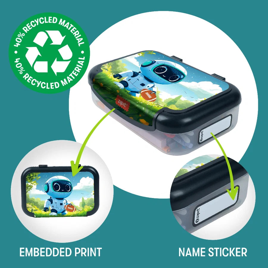 ZIPIT Recycled Plastic Pencil Box for Kids | Robot