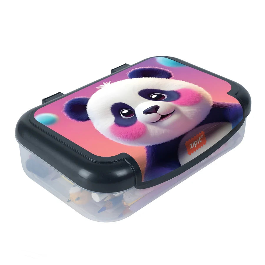 ZIPIT Recycled Plastic Pencil Box for Kids - Blushing Panda