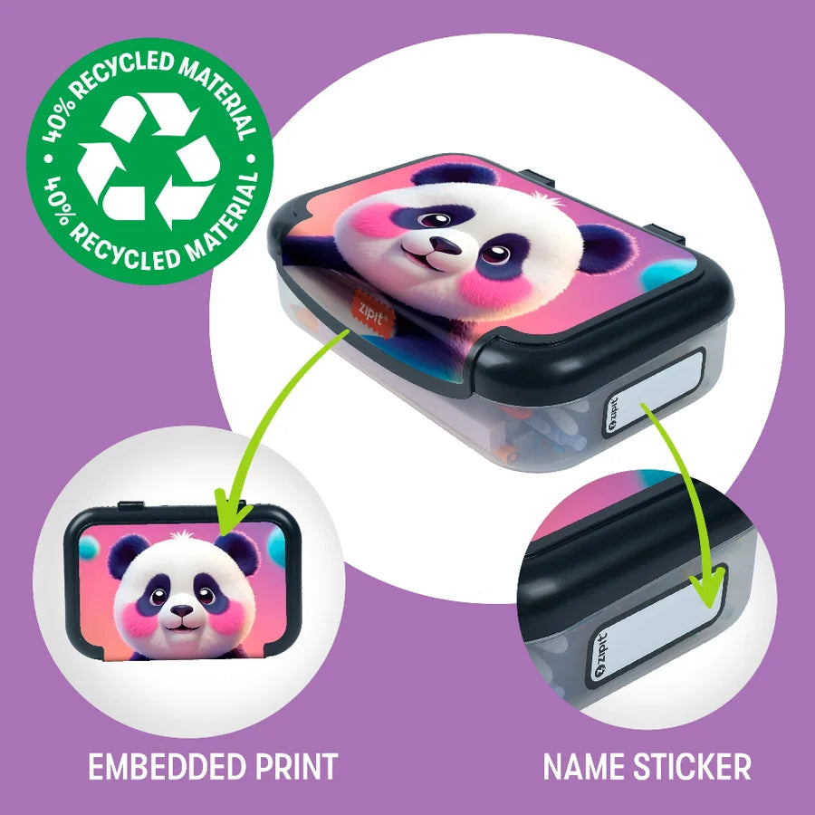 ZIPIT Recycled Plastic Pencil Box for Kids - Blushing Panda