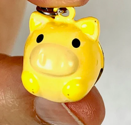 Blue, Yellow or Pink Pig Backpack and Zipper Bell