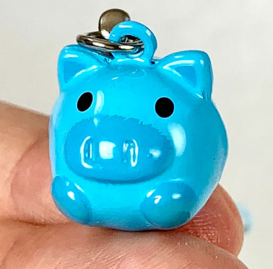 Blue, Yellow or Pink Pig Backpack and Zipper Bell