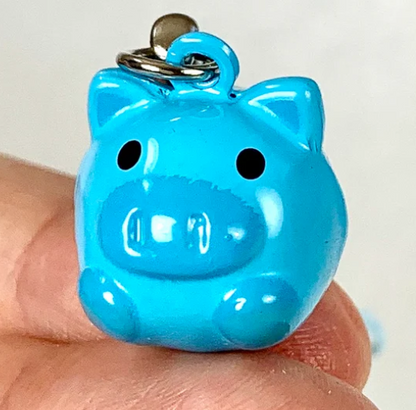 Blue, Yellow or Pink Pig Backpack and Zipper Bell