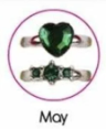 Kid's Adjustable Birthstone Ring With Hearts