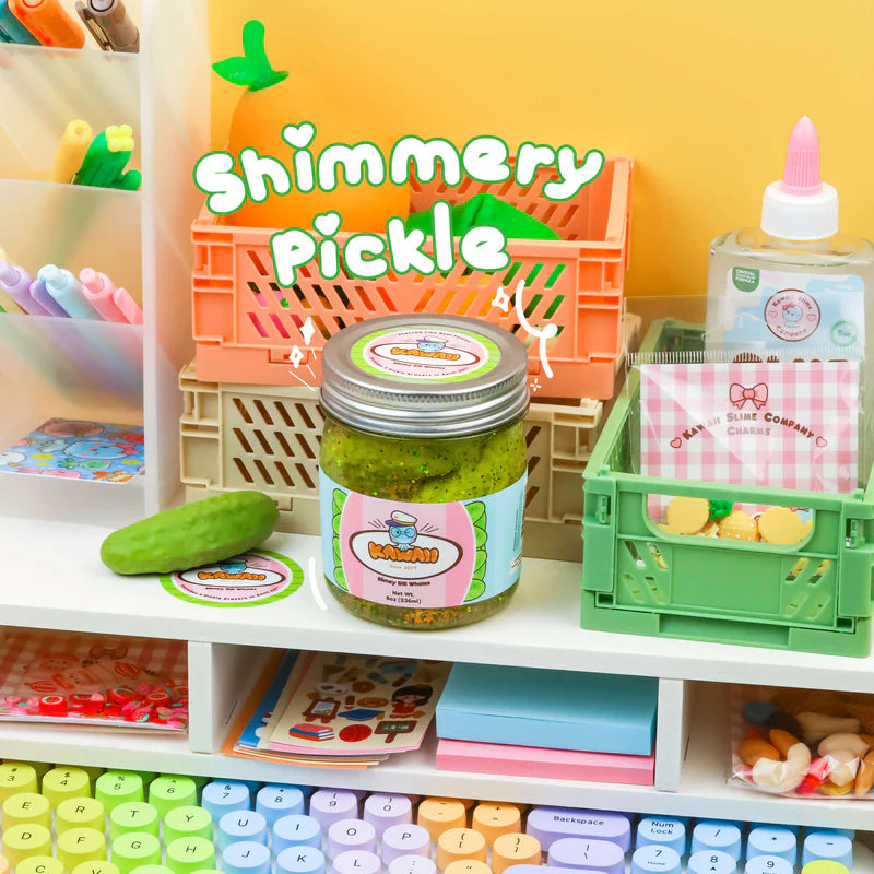 Kawaii Shimmery Pickle Clear Slime