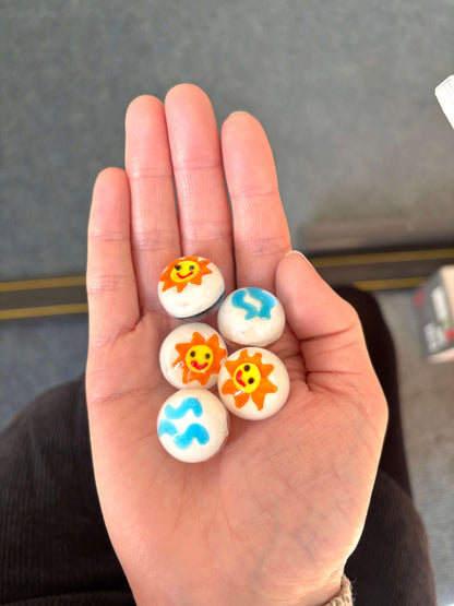 Hand-Made 22mm Marble - Summer Time Orange & Yellow