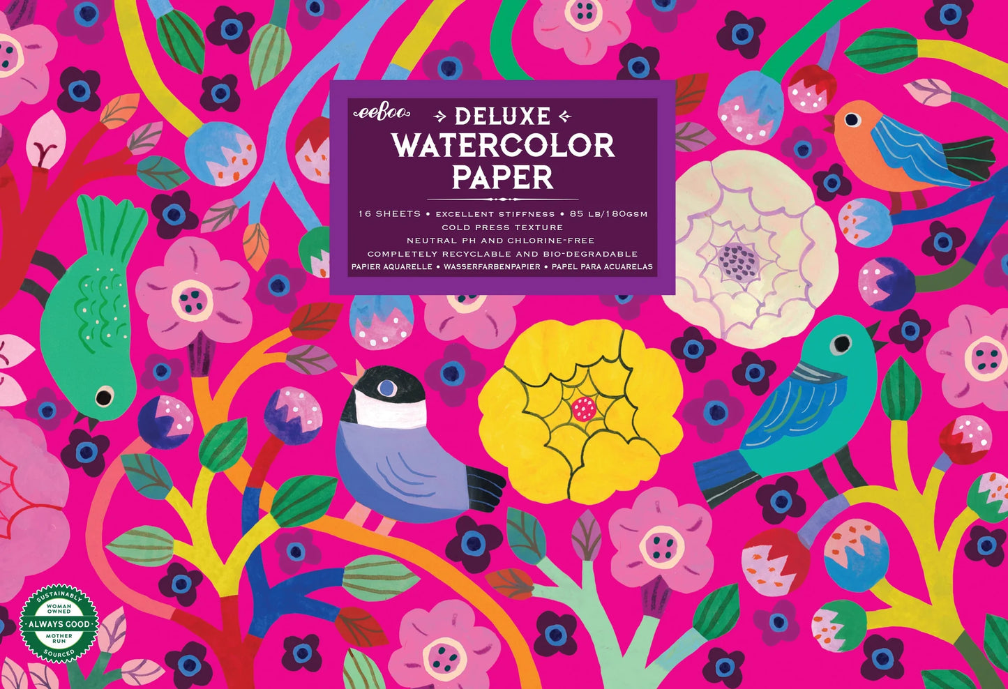 Birds In Fuchsia Watercolor Pad