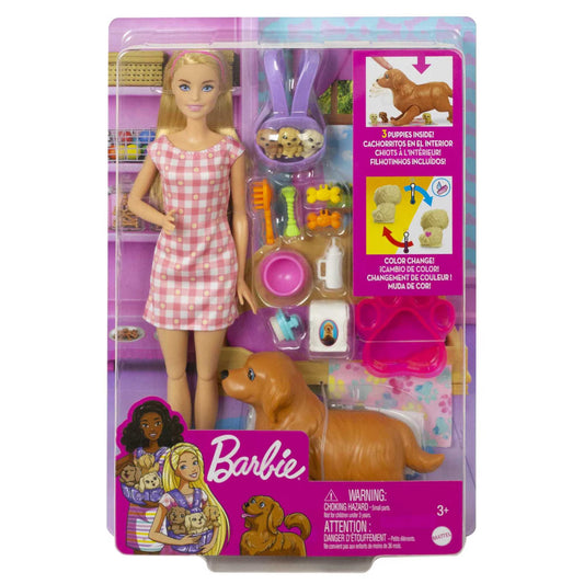Barbie Doll & Pets Playset - Newborn Pups (Light Skin)