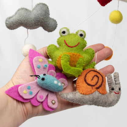 Felt Mobile Garden Friends Frog, Butterfly, Snail, Dragonfly - Little Pickles Toy Store