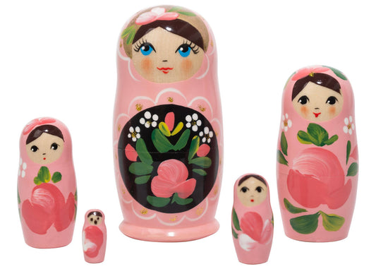 Pink Art Matryoshka Doll 5pc - 4"