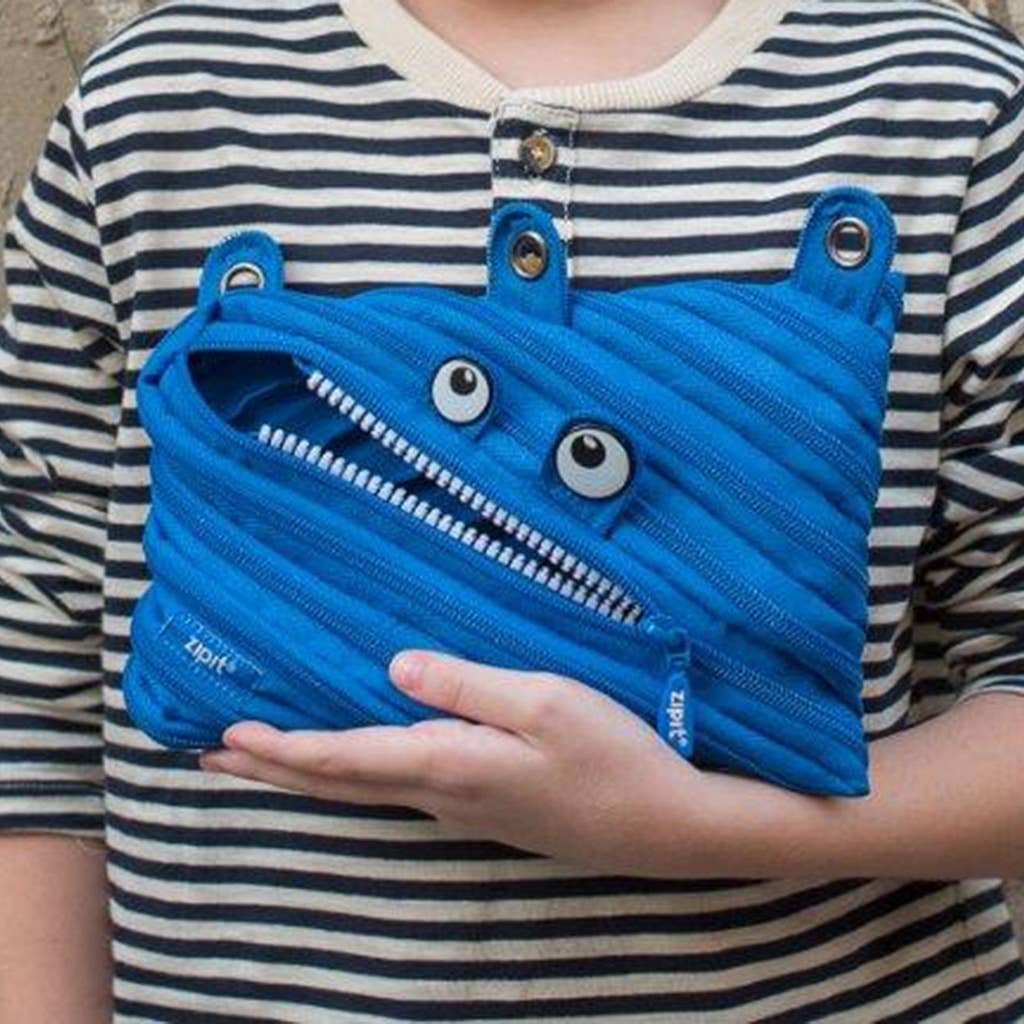 Monster 3 Ring Binder Pencil Pouch, Blue