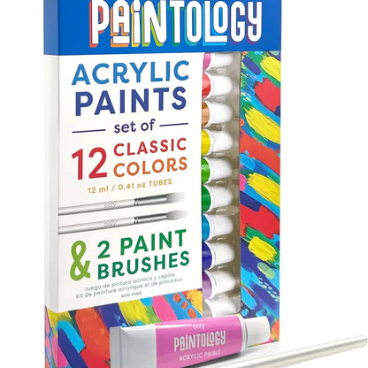 Ooly Paintology Acrylic Paints + 2 Brushes - Classic Colors - Little Pickles Toy Store