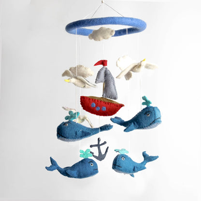 Mobile - Whale and Sailboat - Little Pickles Toy Store