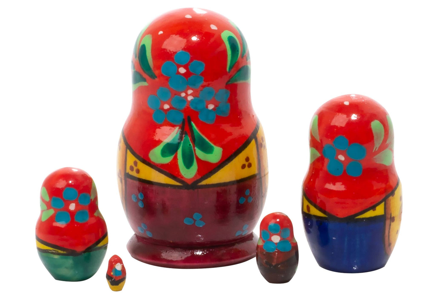 Large Mini Matryoshka Doll Holding Cats 5pc.-2"