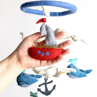 Mobile - Whale and Sailboat - Little Pickles Toy Store