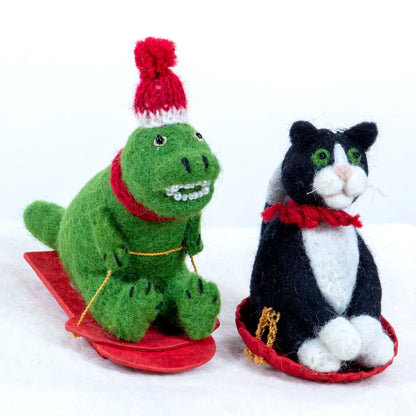 Sledding Kitty Ornament - Little Pickles Toy Store