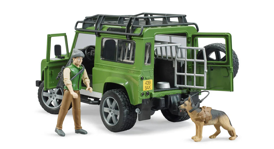 Land Rover Defender with Forester and Dog