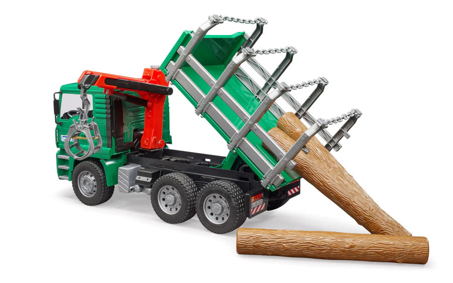 MAN Timber Truck with Loading Crane and 3 Trunks