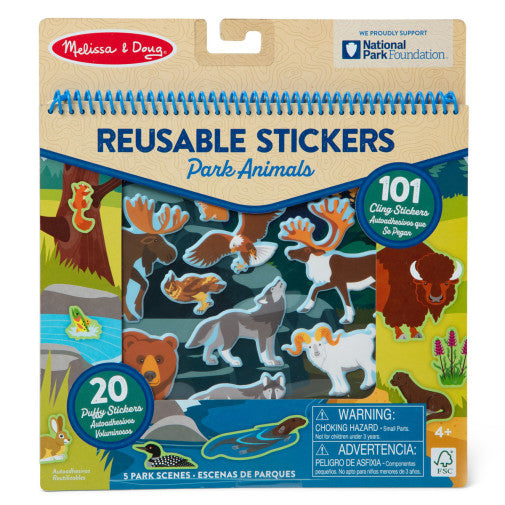 National Parks Reusable Stickers – Park Animals (5 Scenes, 121 Stickers)