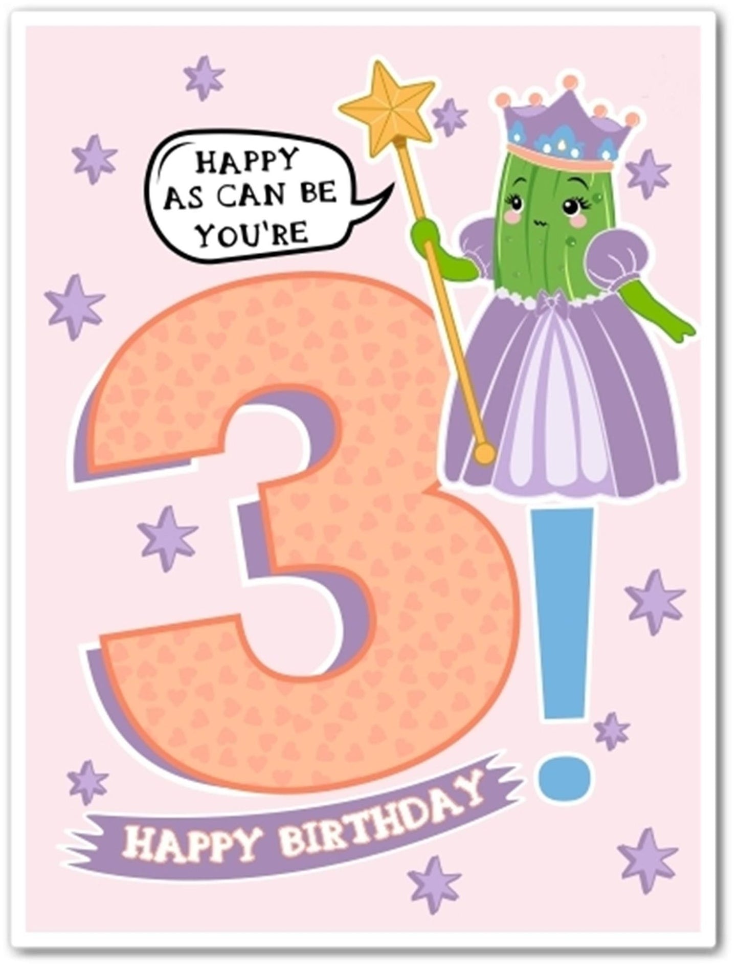 Happy As Can Be You're 3 Birthday Card - Princess Pickle